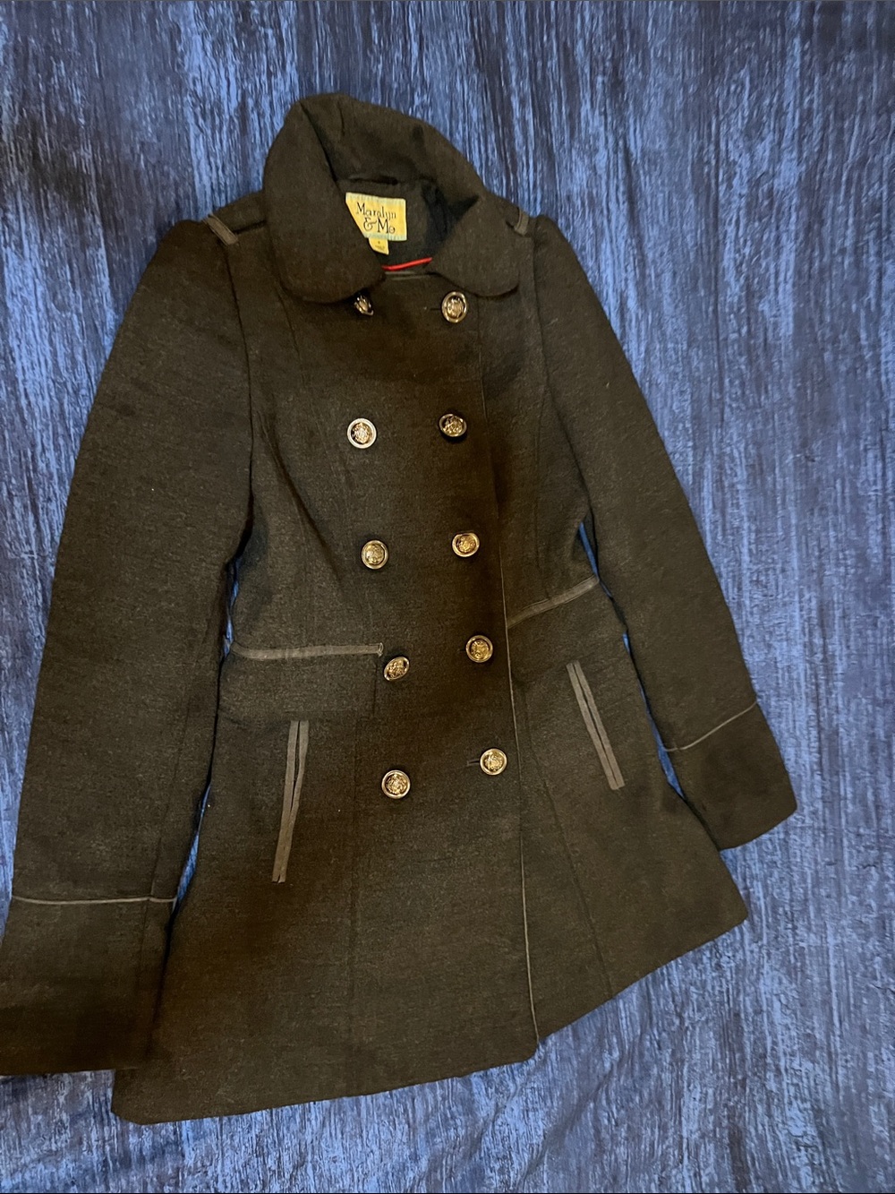 Marilyn Monroe Black Double-Breasted Peacoat with Decorative Buttons